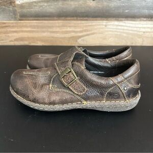 BORN Gilda Monk Strap Brown Leather Slip On Women’s Casual Loafers Size 8